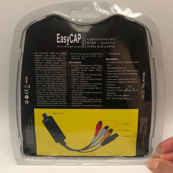 BNIB EASY CAP 4 CHANNEL USB 2.0 DVR CCTV VIDEO  ADAPTER WITH AUDIO - Picture 3 of 5